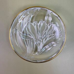 Mikasa Parisian Frosted Iris Glass Dish with Gold Trim – 1980s, Made in Japan